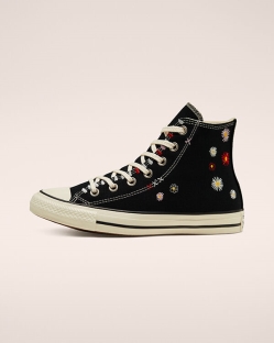 Converse Embroidered Floral Chuck Taylor All Star Női Magasszárú Fekete/Bézs/Fehér | XPZTDYF-HU